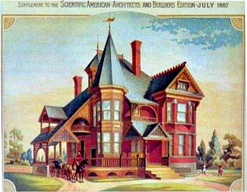 Queen Anne Victorian James W Bryan house illustration July 1887