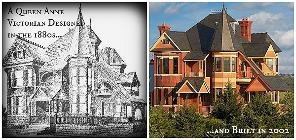 original Victorian shown beside newly built one with same floor plan