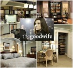 collage of photos from The Good Wife apartment sets and series logo inset