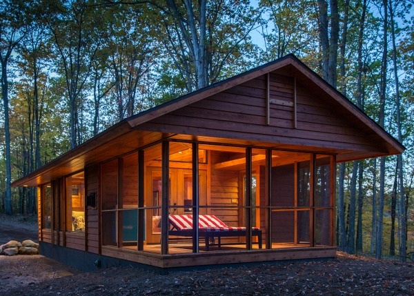 small cabin with screened porch