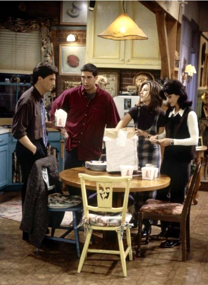 Chandler Ross Rachel Monica in Kitchen on Friends