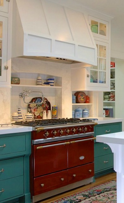 Red Kitchen Range in Alison's Farmhouse