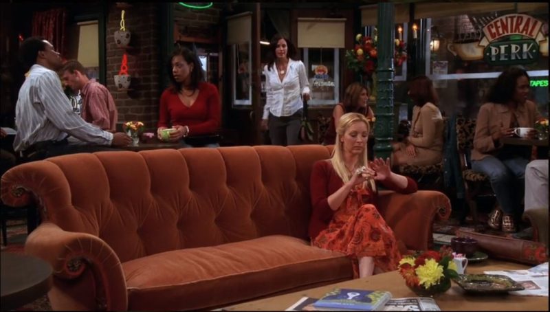 orange sofa in Central Perk on Friends