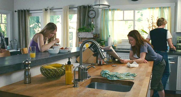 sitting at the kitchen island