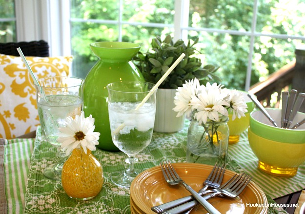 green and yellow table in sunroom 7