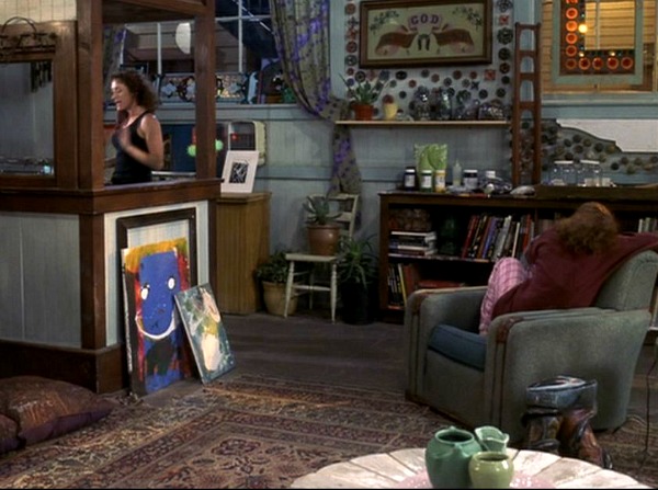 screenshot of living area in The converted firehouse in \"Princess Diaries\" 