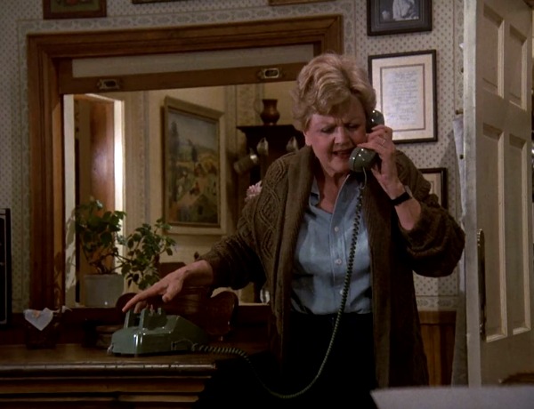 Angela Lansbury talking on a phone