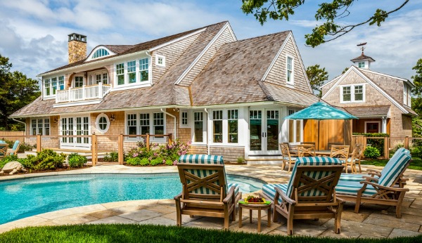 Shingled house on Cape Cod with backyard pool