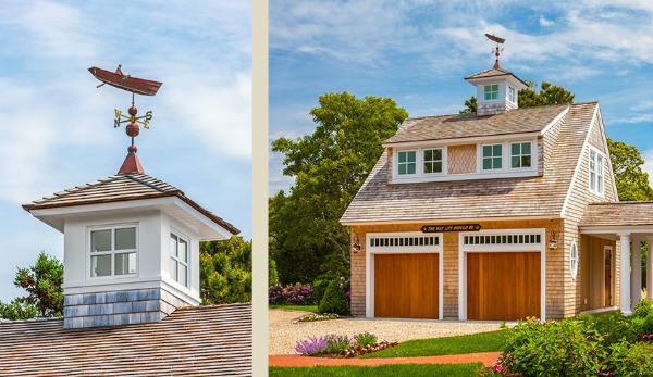 Cool weather vane on shingled garage in Cape Cod