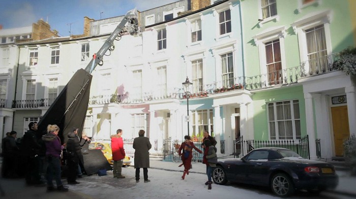 shooting scene from Paddington Bear movie in the street