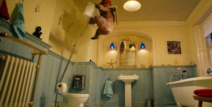 Paddington Bear on toilet tank