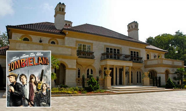 Bill Murray\'s house in the movie Zombieland with movie poster inset