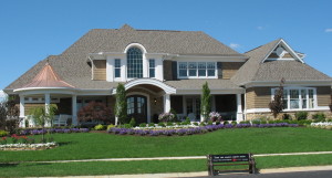 A large lawn in front of a house