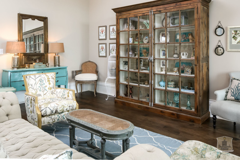 curio cabinet in living room