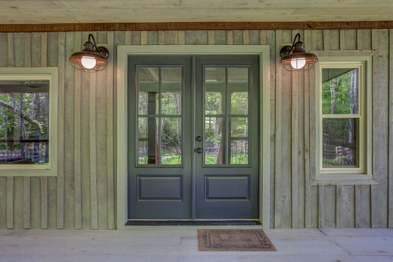 double front doors to cabin