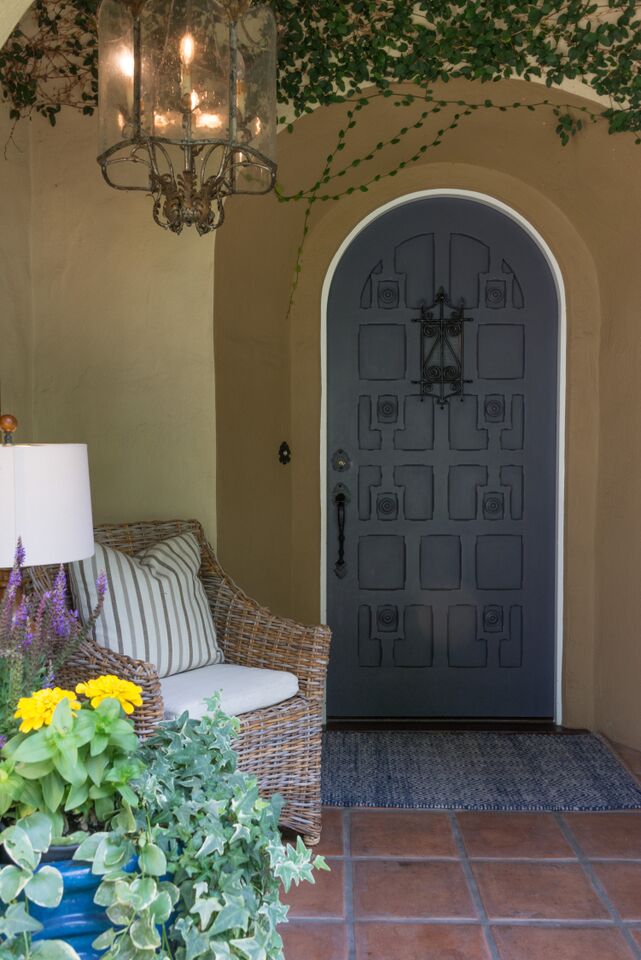 close up of gray door to house