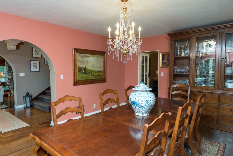 A dining room table and chairs