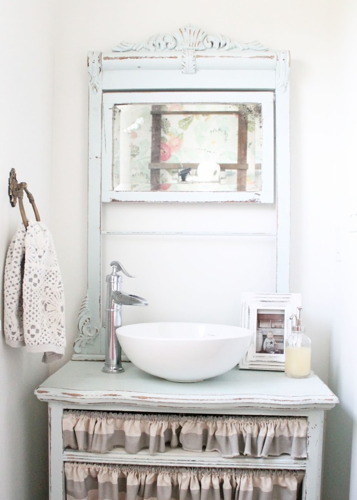 powder room with anthropologie floral wallpaper