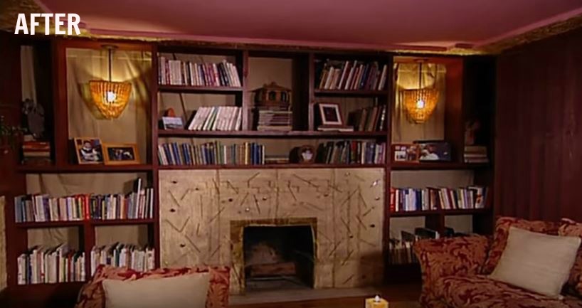 TRADING SPACES fireplace wall in hay house after