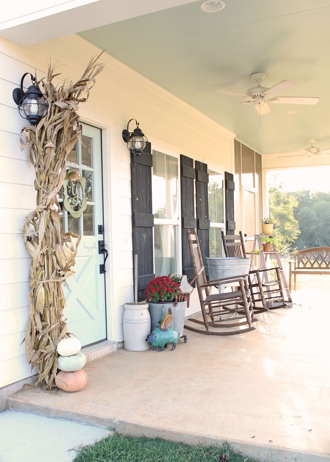 front porch sugarberry cottage decorated for fall