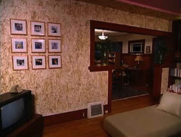 hay glued to living room walls trading spaces