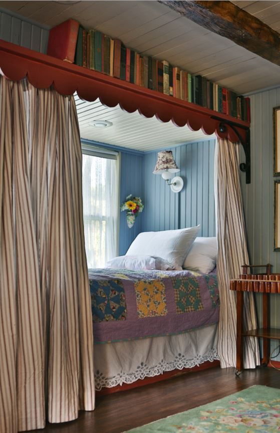 Built-in bed with curtains