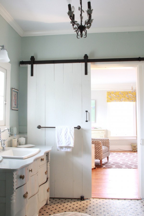 Bathroom with barn doors