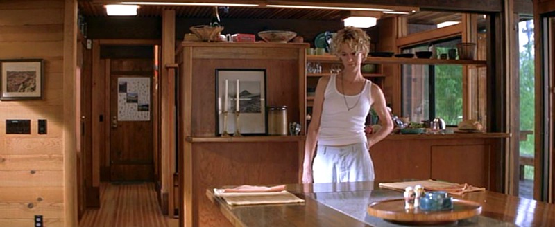 Meg Ryan in the cabin dining area