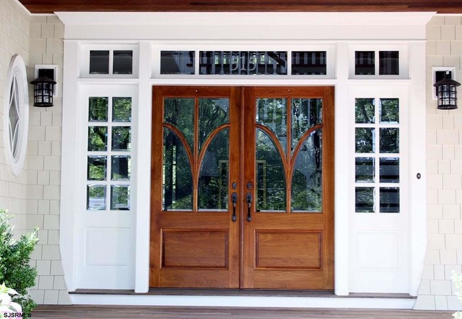 Double front doors of house