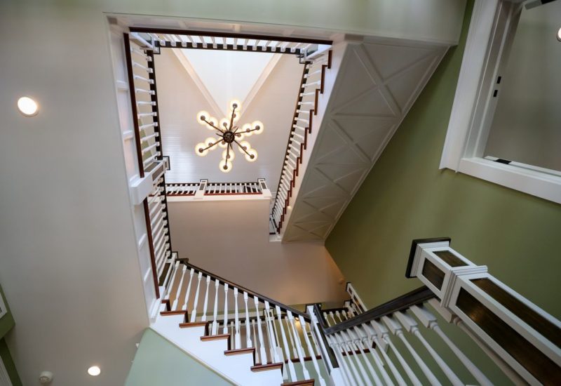 Looking up the staircase from first floor to third