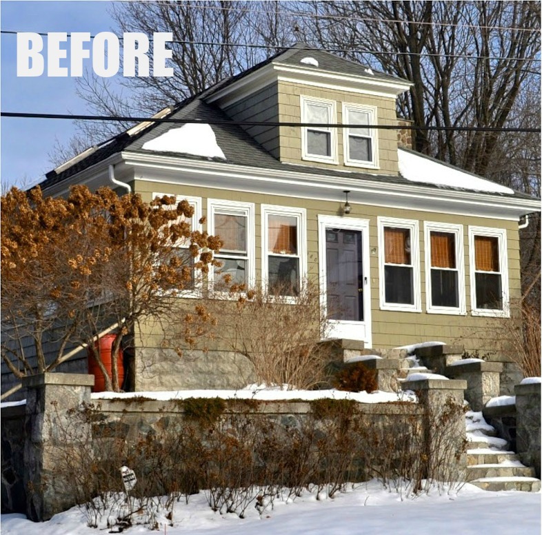 Bungalow in the snow before remodel