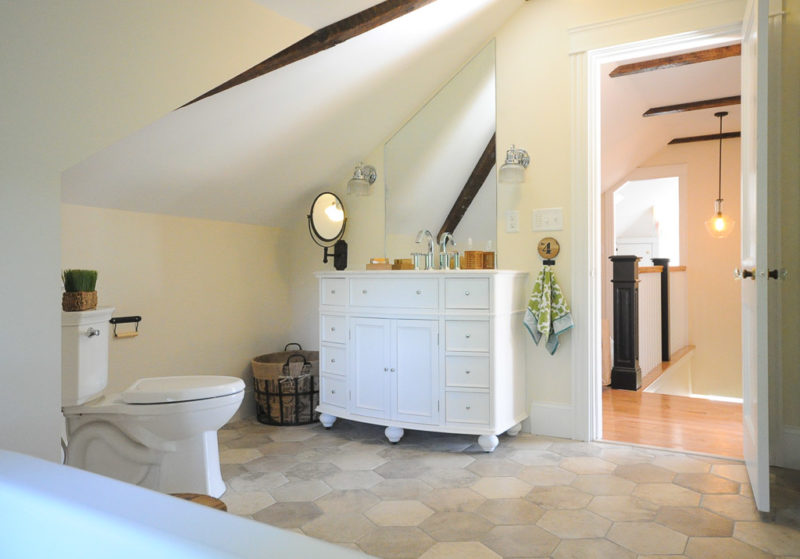 Bathroom with slanted ceiling