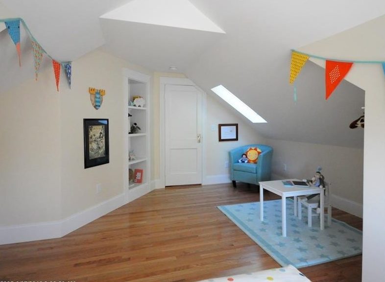 Finished bedroom in former attic space