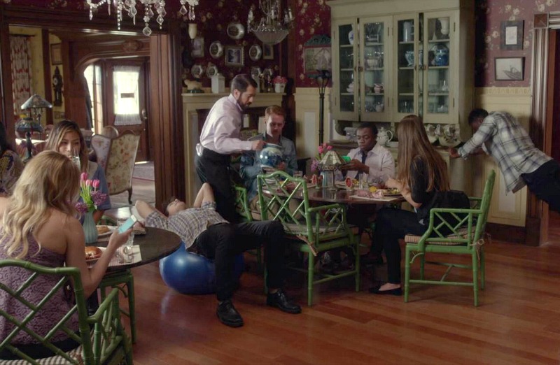 Customers sitting at a dining table at the Dragonfly Inn