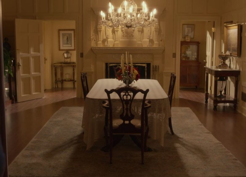 A dining room table in Gilmore Mansion
