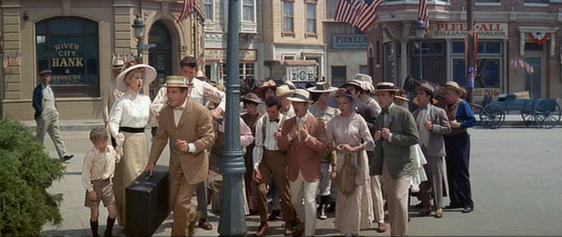 Screenshot from The Music Man movie filmed on Warner Bros back lot