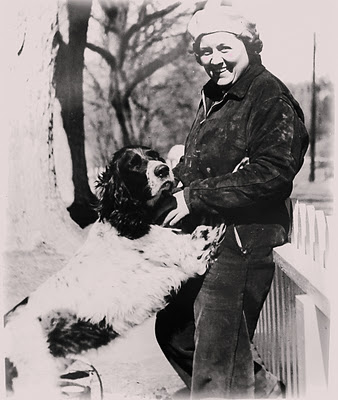 Gladys Taber photographed with her dog