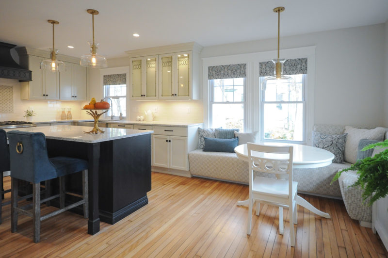 Newly remodeled kitchen with banquette seating