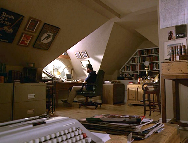 An attic study with slanted ceilings