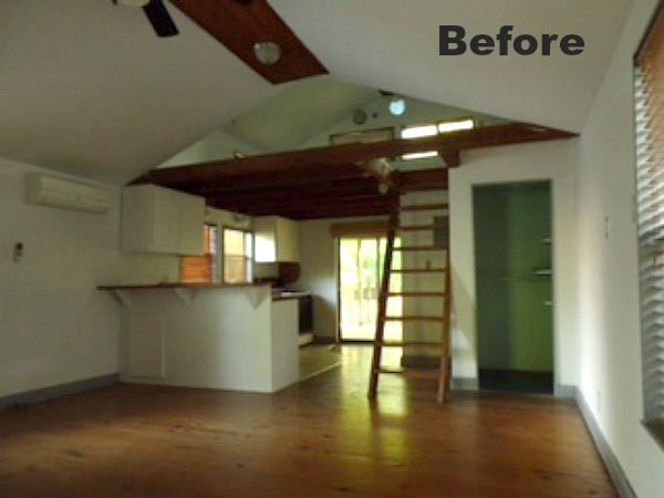 Interior of Ave B Cottage BEFORE reno Austin