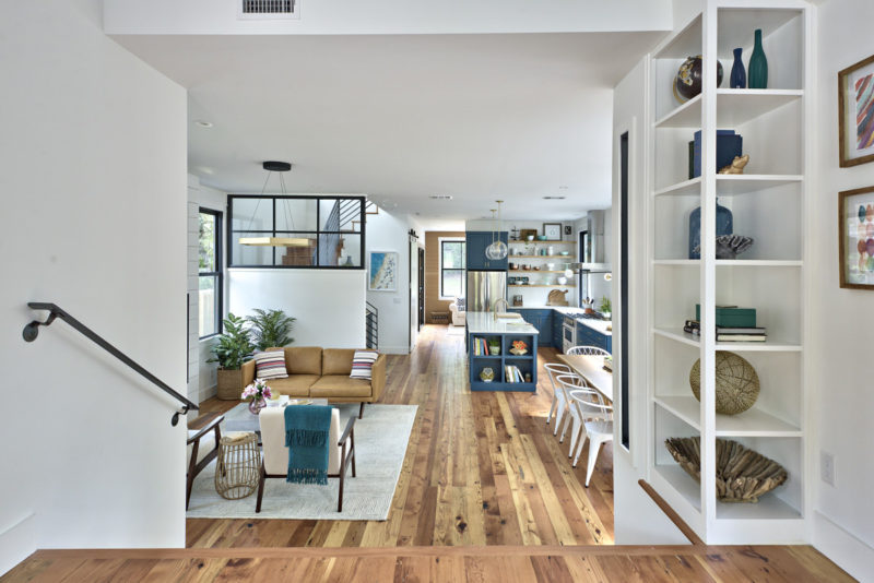 Modern farmhouse living room and kitchen