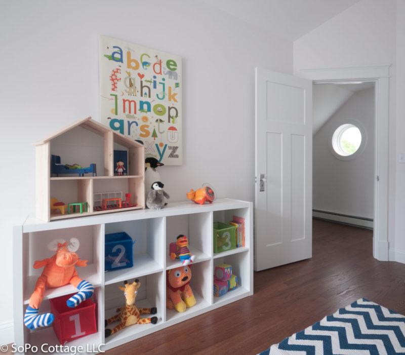 Playroom cubbies with toys