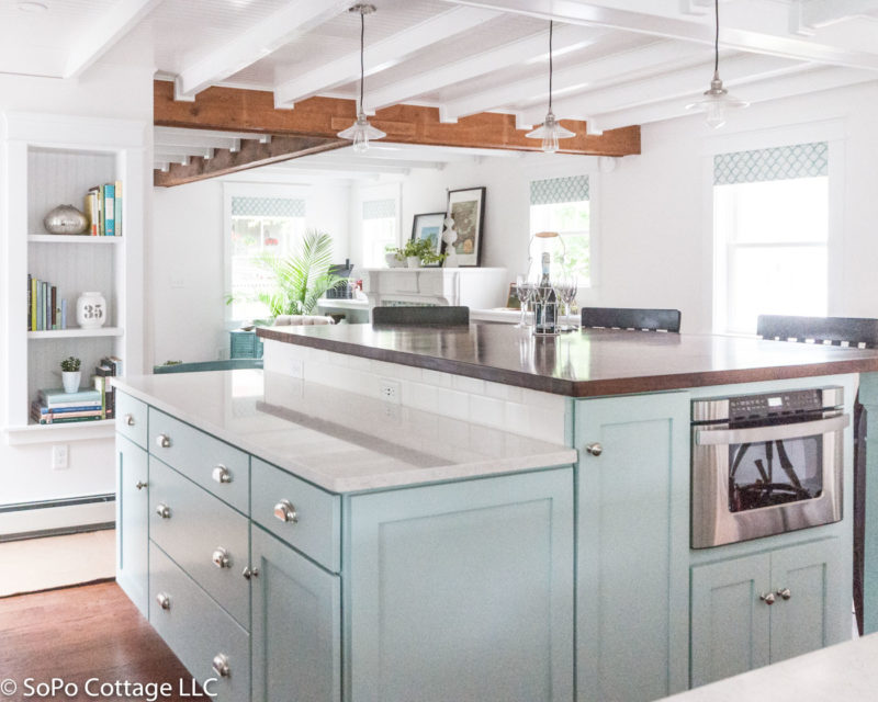 Kitchen island with pendant lights