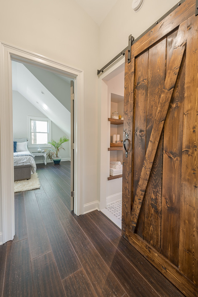 Barn Door to Bathroom in Small Cape Remodel