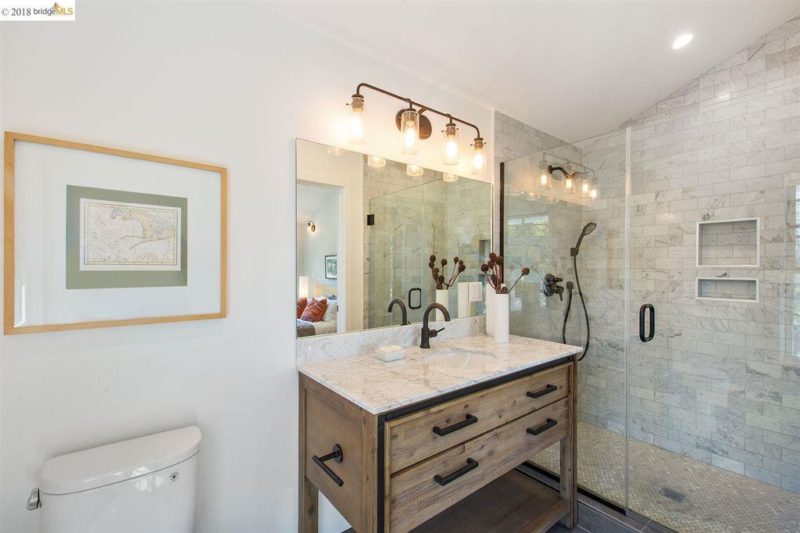 Bathroom with sink and shower