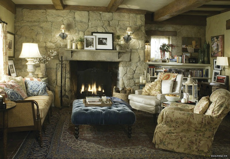 Rosehill Cottage living room stone fireplace The Holiday