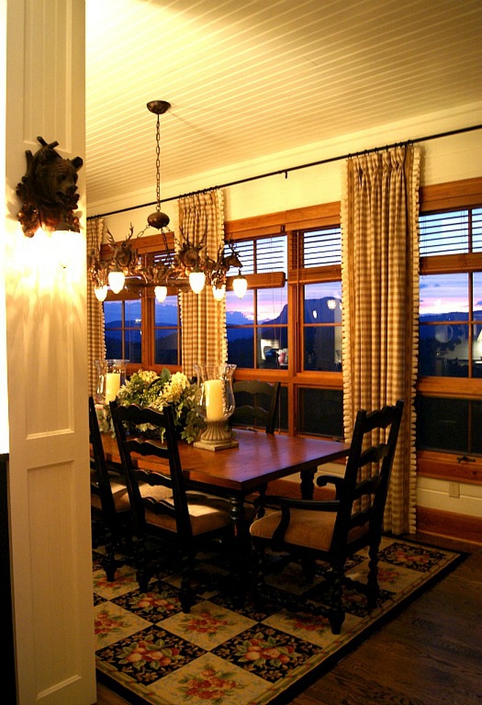 Lisa's mountain house kitchen with curtains