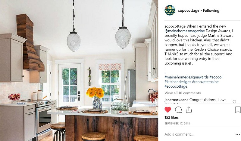 SoPo Cottage Kitchen on IG Maine Homes