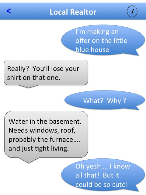 Screenshot of text messages about cottage