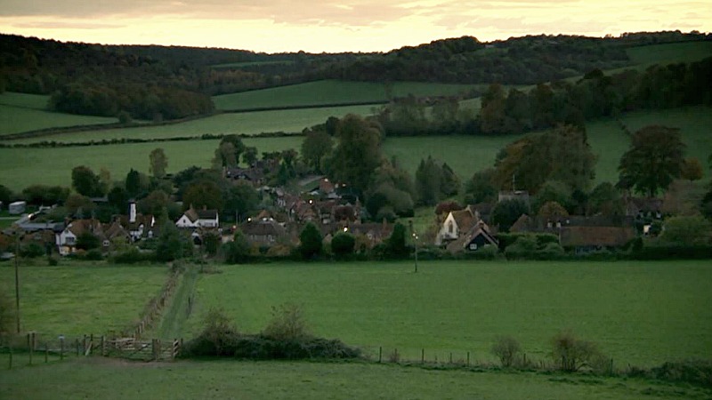 Vicar of Dibley aerial view of the village